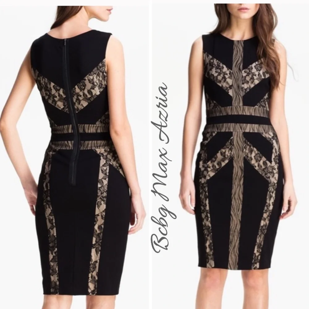 Bcbg Max Azria Lace Detailed Stretchy Fitted Dress - Picture 1 of 7